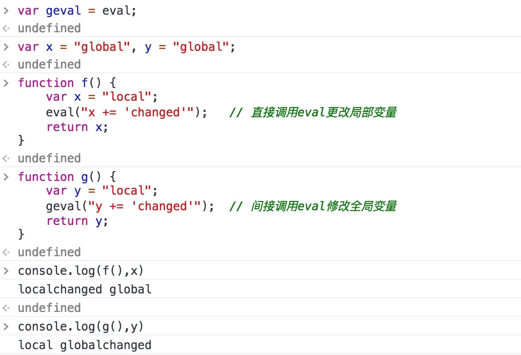 ECMAScript 5 规范了 eval 的行为