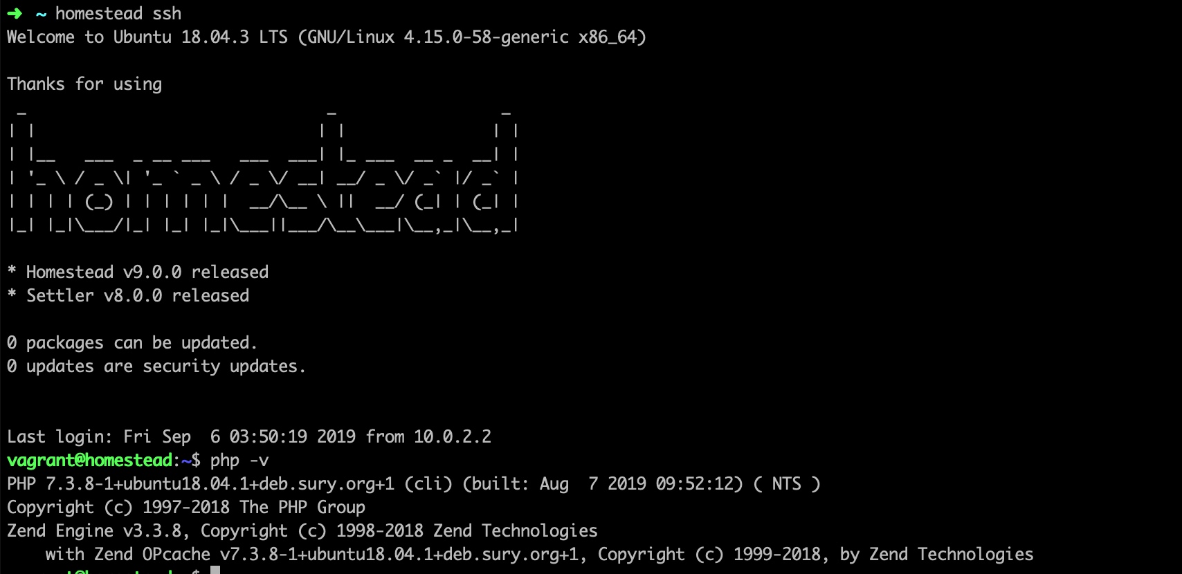 通过 homestead ssh 登录 Homestead 虚拟机