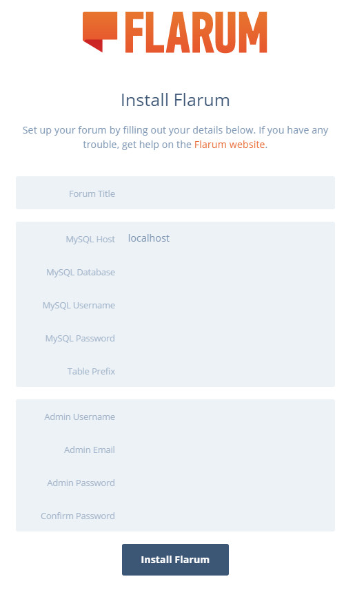 Flarum安装界面
