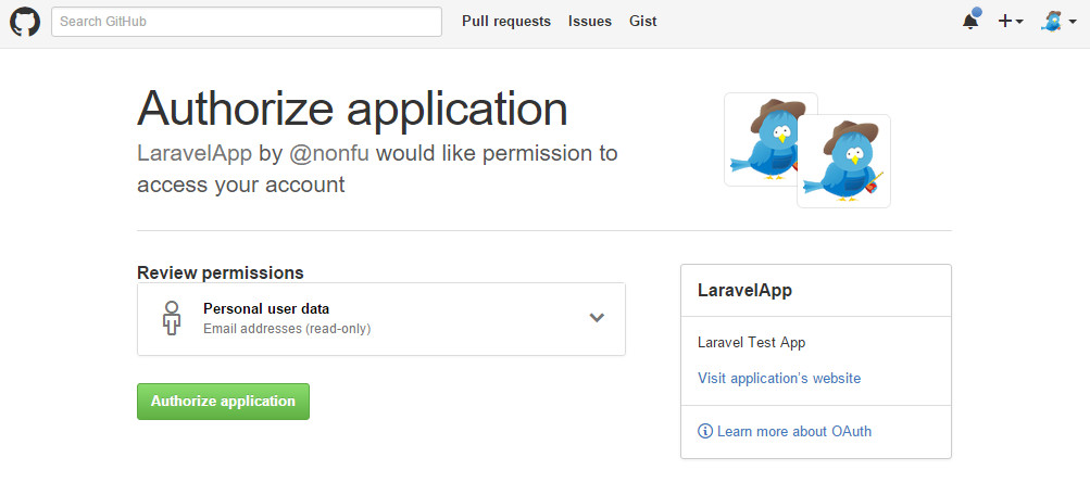 使用GitHub授权登录Laravel应用