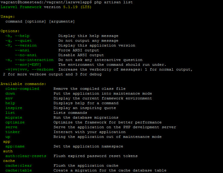 Laravel Artisan命令列表