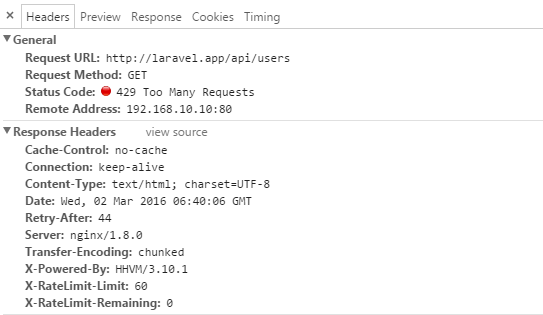 Laravel throttle中间件使用