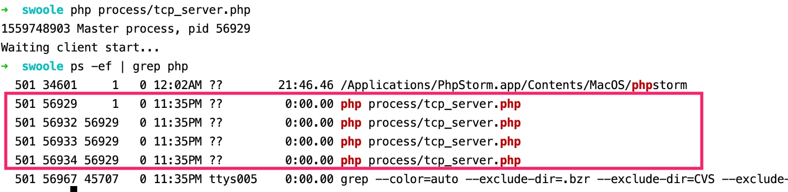 Swoole 多进程 TCP 服务器